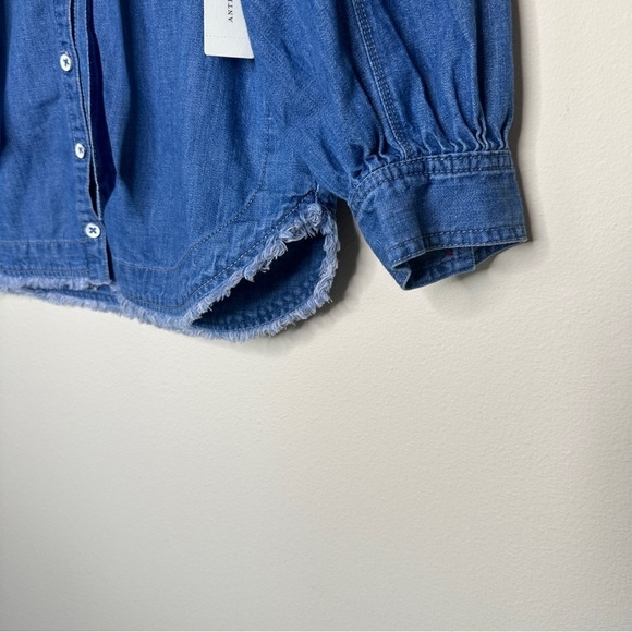 Anthropologie Pilcro Tie Neck Denim Shirt Size S - Picture 3 of 8